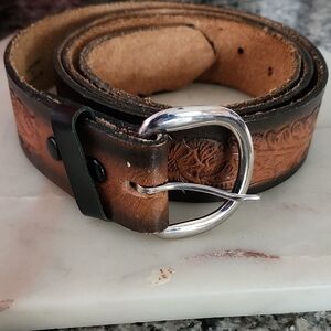 Handcrafted Brown Leather Belt With Intricate Design